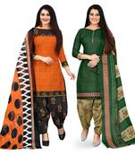 Orange printed cotton salwar