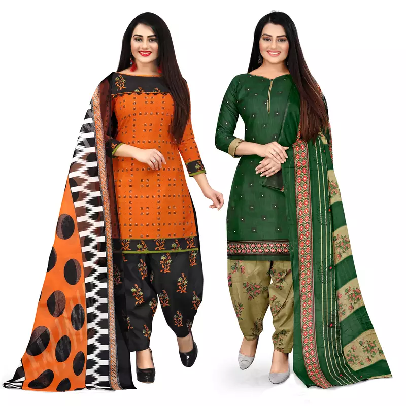 Orange printed cotton salwar