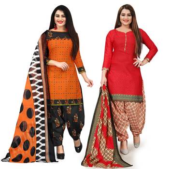 Orange printed cotton salwar 1