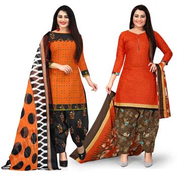 Orange printed cotton salwar 1
