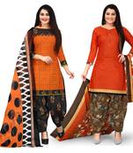 Orange printed cotton salwar