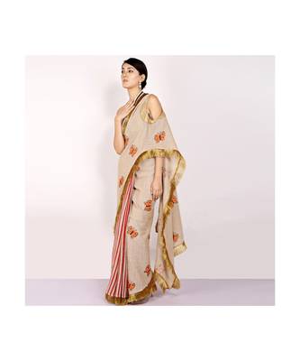 JUTE CONCEPT SAREE WITH  blouse SEQINED APPLIC 3