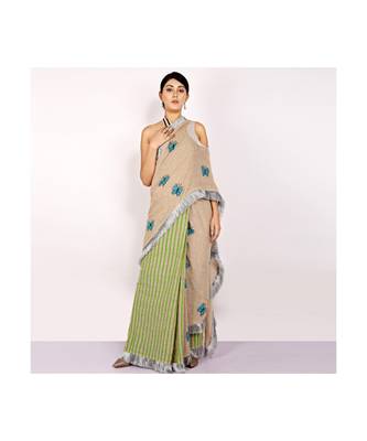 JUTE CONCEPT SAREE WITH  blouse SEQINED APPLIC 1