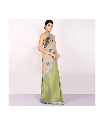 JUTE CONCEPT SAREE WITH  blouse SEQINED APPLIC 3