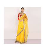 POLY-ORANGAZA SAREE WITH  blouse SEQUIN HAND