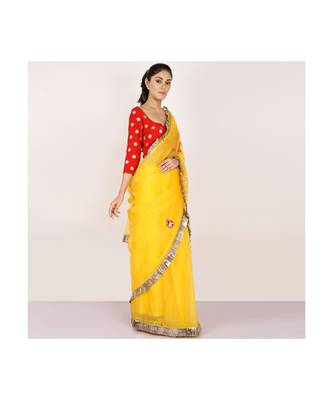 POLY-ORANGAZA SAREE WITH  blouse SEQUIN HAND 4