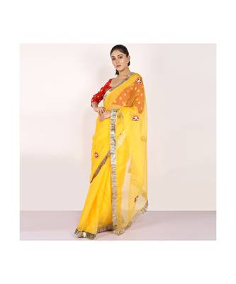 POLY-ORANGAZA SAREE WITH  blouse SEQUIN HAND 5