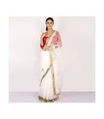 POLY-ORANGAZA SAREE WITH  blouse SEQUIN HAND