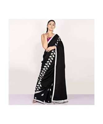 cotton SAREE WITH  blouse SLIVER FOIL PRINT GOTA BORDER 1