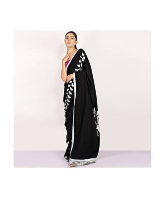 cotton SAREE WITH  blouse SLIVER FOIL PRINT GOTA BORDER 2