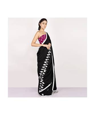 cotton SAREE WITH  blouse SLIVER FOIL PRINT GOTA BORDER 4