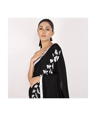 cotton SAREE WITH  blouse SLIVER FOIL PRINT GOTA BORDER 5