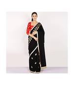 cotton SAREE WITH  blouse GOLD FOIL PRINT GOTA BORDER
