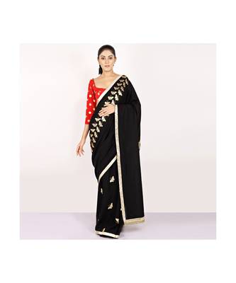 cotton SAREE WITH  blouse GOLD FOIL PRINT GOTA BORDER 2