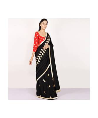 cotton SAREE WITH  blouse GOLD FOIL PRINT GOTA BORDER 3