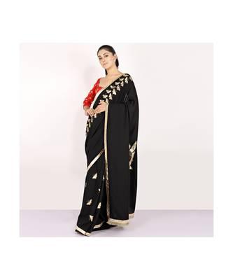 cotton SAREE WITH  blouse GOLD FOIL PRINT GOTA BORDER 4