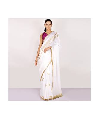 cotton SAREE WITH  blouse GOLD FOIL PRINT GOTA BORDER 1