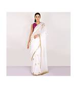 cotton SAREE WITH  blouse GOLD FOIL PRINT GOTA BORDER