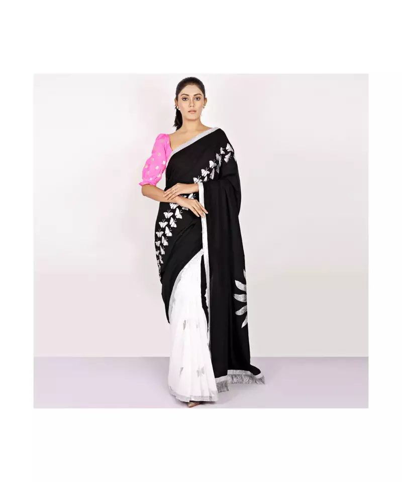 cotton HALF AND HALF SLIVER FOIL PRINTED BLACK