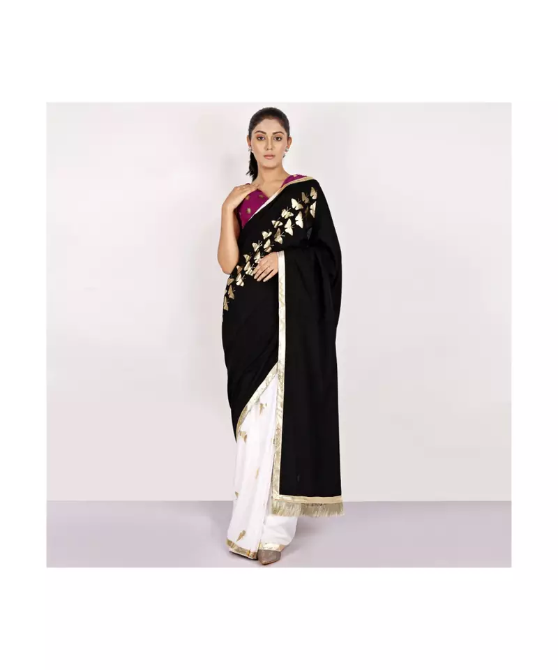 cotton HALF AND HALF GOLD FOIL PRINTED BLACK