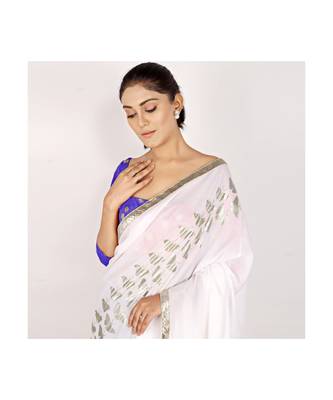 cotton HALF AND HALF SLIVER FOIL PRINTED WHITE 4