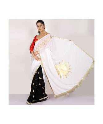cotton HALF AND HALF GOLD FOIL PRINTED WHITE 5