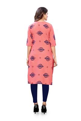 Peach printed cotton cotton-kurtis 2