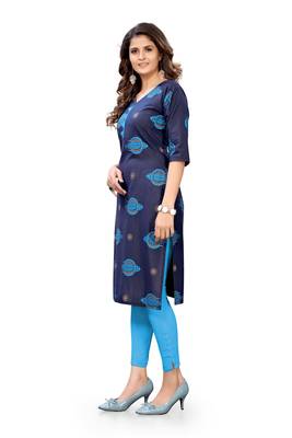 Dark-blue printed cotton cotton-kurtis 3