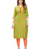 Green printed cotton cotton-kurtis