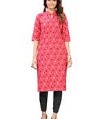 Pink printed cotton cotton-kurtis