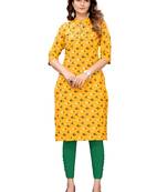 Yellow printed cotton cotton-kurtis