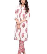 White printed cotton cotton-kurtis