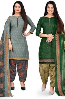 Grey printed cotton salwar