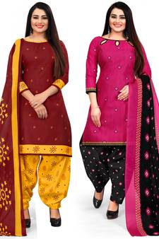 Maroon printed cotton salwar