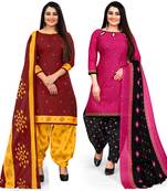 Maroon printed cotton salwar