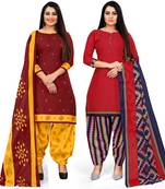 Maroon printed cotton salwar