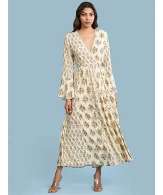 white Rayon  Full Sleeve   dress 1