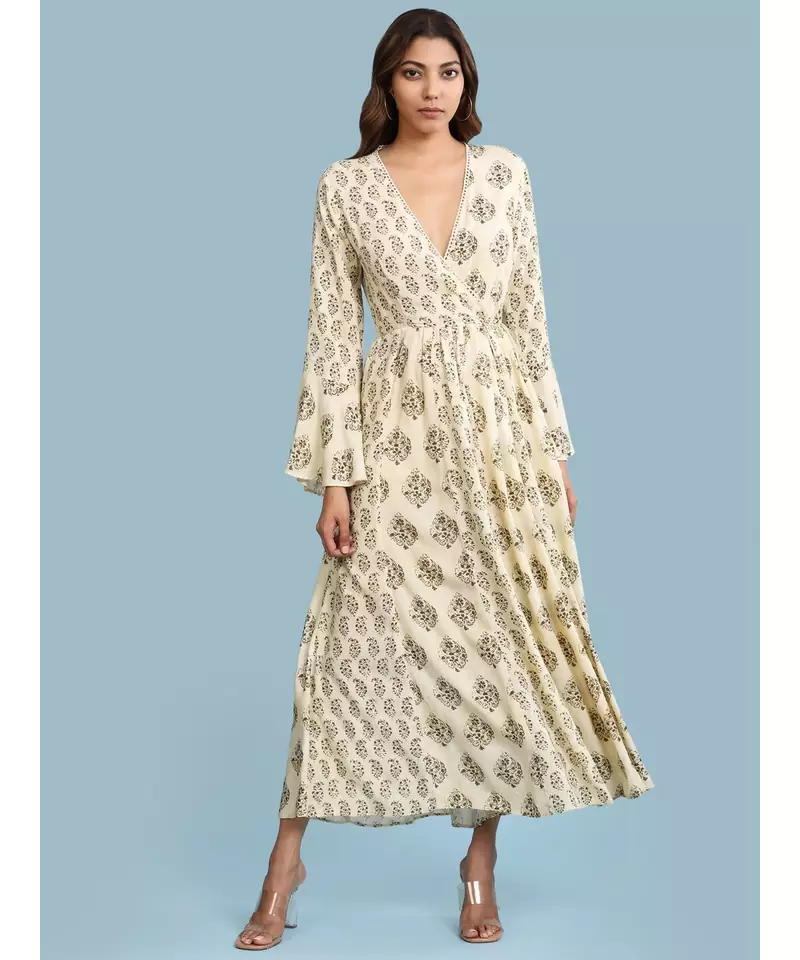 white Rayon  Full Sleeve   dress