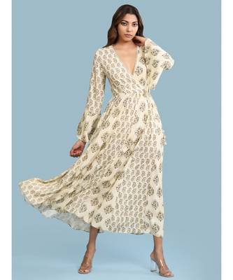 white Rayon  Full Sleeve   dress 2