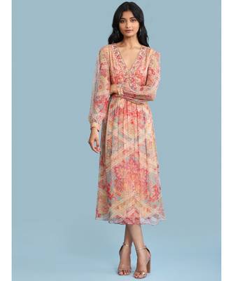 Pink Chiffon Full Sleeve   dress 1