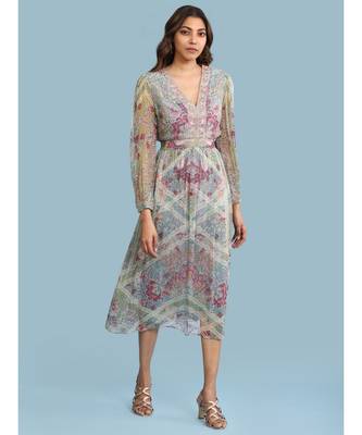 Green Chiffon Full Sleeve   dress 1