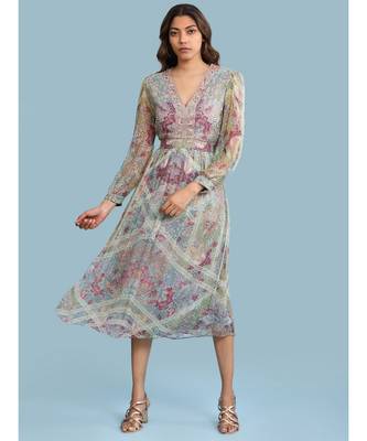 Green Chiffon Full Sleeve   dress 2