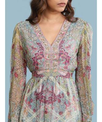 Green Chiffon Full Sleeve   dress 6