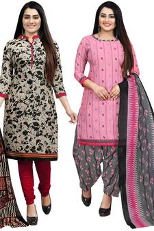 Beige printed cotton salwar