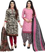 Beige printed cotton salwar