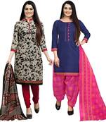 Beige printed cotton salwar