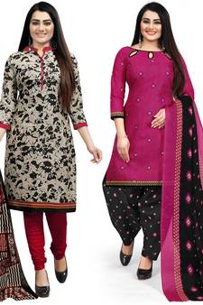 Beige printed cotton salwar