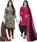 Beige printed cotton salwar