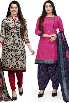Beige printed cotton salwar