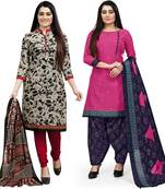 Beige printed cotton salwar